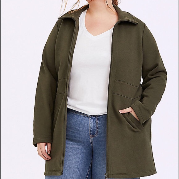 torrid Jackets & Blazers - Nwt Torrid size 2 olive Fleece dual zip Jacket